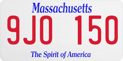 MA license plate 9JO150
