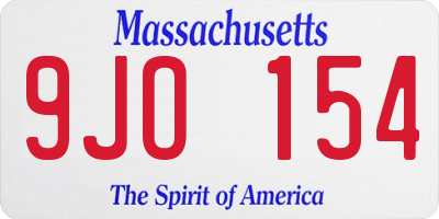 MA license plate 9JO154