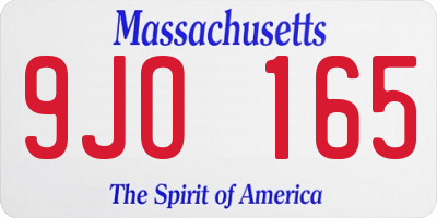 MA license plate 9JO165