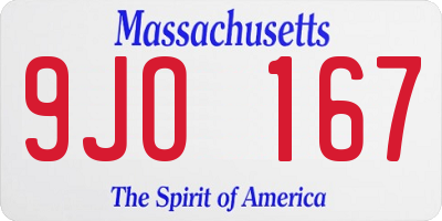 MA license plate 9JO167