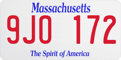 MA license plate 9JO172