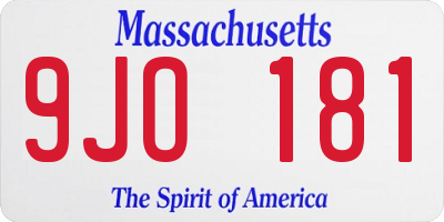 MA license plate 9JO181