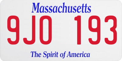 MA license plate 9JO193