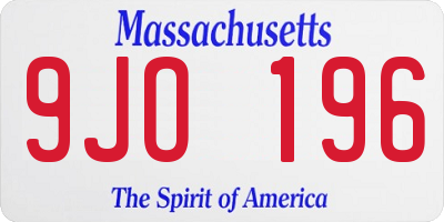 MA license plate 9JO196