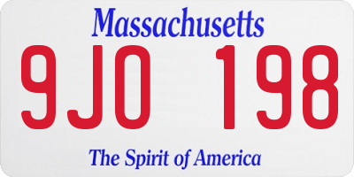 MA license plate 9JO198