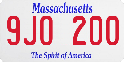 MA license plate 9JO200