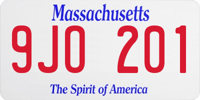 MA license plate 9JO201