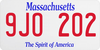 MA license plate 9JO202