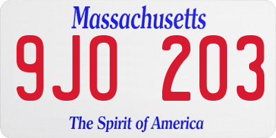 MA license plate 9JO203