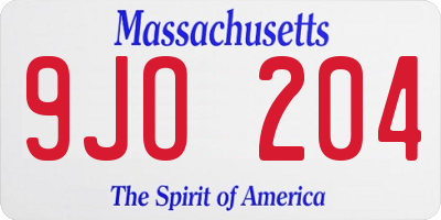 MA license plate 9JO204