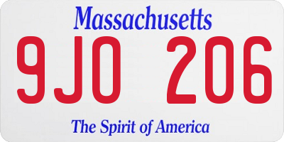 MA license plate 9JO206