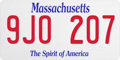 MA license plate 9JO207