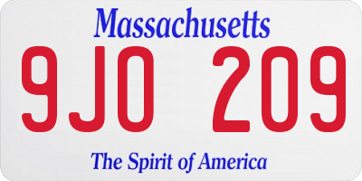 MA license plate 9JO209