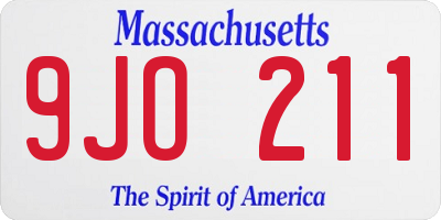 MA license plate 9JO211