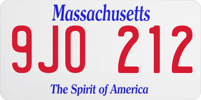 MA license plate 9JO212