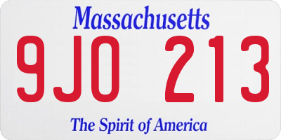 MA license plate 9JO213