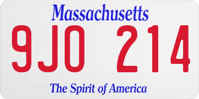 MA license plate 9JO214