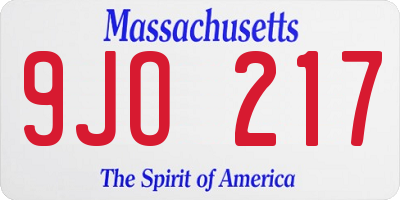 MA license plate 9JO217