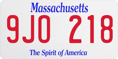 MA license plate 9JO218