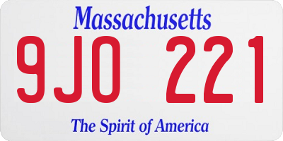 MA license plate 9JO221