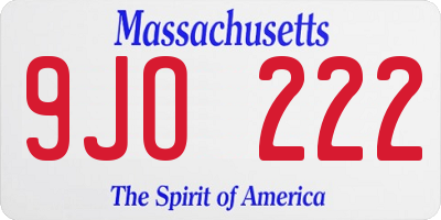 MA license plate 9JO222