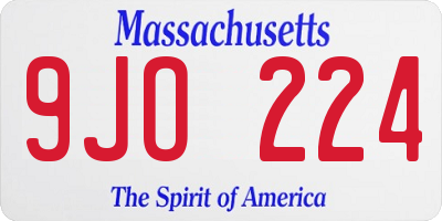 MA license plate 9JO224