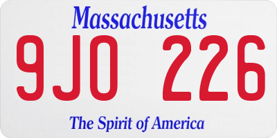 MA license plate 9JO226