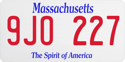 MA license plate 9JO227