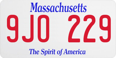 MA license plate 9JO229