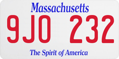 MA license plate 9JO232