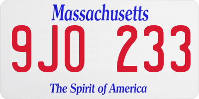 MA license plate 9JO233