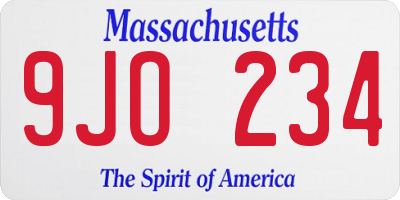 MA license plate 9JO234