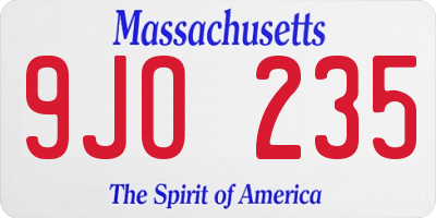 MA license plate 9JO235