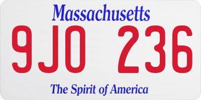 MA license plate 9JO236