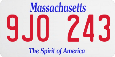 MA license plate 9JO243