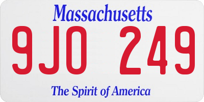 MA license plate 9JO249