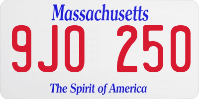 MA license plate 9JO250