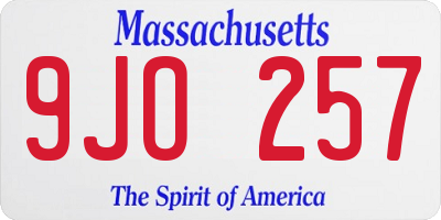 MA license plate 9JO257