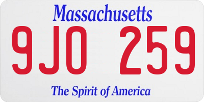 MA license plate 9JO259