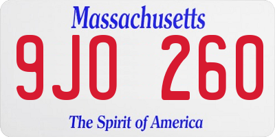 MA license plate 9JO260