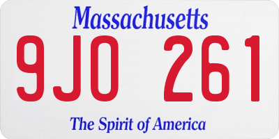 MA license plate 9JO261