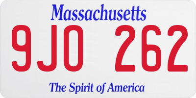 MA license plate 9JO262