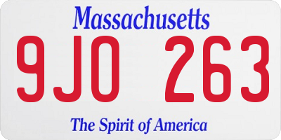 MA license plate 9JO263