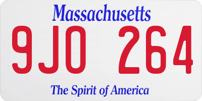 MA license plate 9JO264