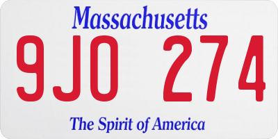 MA license plate 9JO274