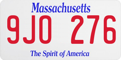 MA license plate 9JO276