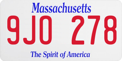 MA license plate 9JO278