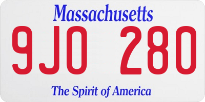 MA license plate 9JO280