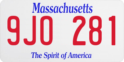 MA license plate 9JO281