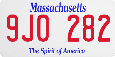 MA license plate 9JO282